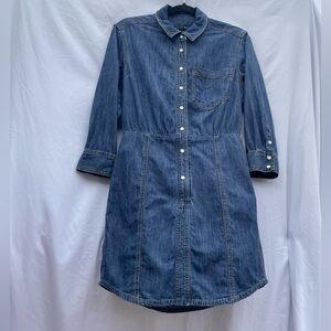 VERONICA BEARD Keston Denim Button Front Mini Shirt Dress w Pearl Snaps Size 6